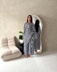 Ina Navy Summer Striped Waist Wrap Shirt Dress