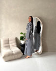 Ina Navy Summer Striped Waist Wrap Shirt Dress