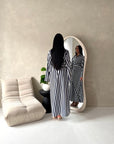 Ina Navy Summer Striped Waist Wrap Shirt Dress