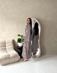 Ina Brown Summer Striped Waist Wrap Shirt Dress