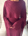 Malika Wine Lace Detail Cape Tie Back Dress