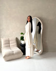 Sonya Cream Extreme Flare Fur Sleeve Tie Back Dress