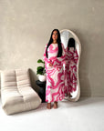 Via Pink Mesh Swirl Print Lined Summer Dress