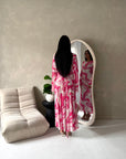 Via Pink Mesh Swirl Print Lined Summer Dress