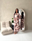 Via Brown Mesh Swirl Print Lined Summer Dress
