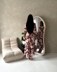 Via Brown Mesh Swirl Print Lined Summer Dress