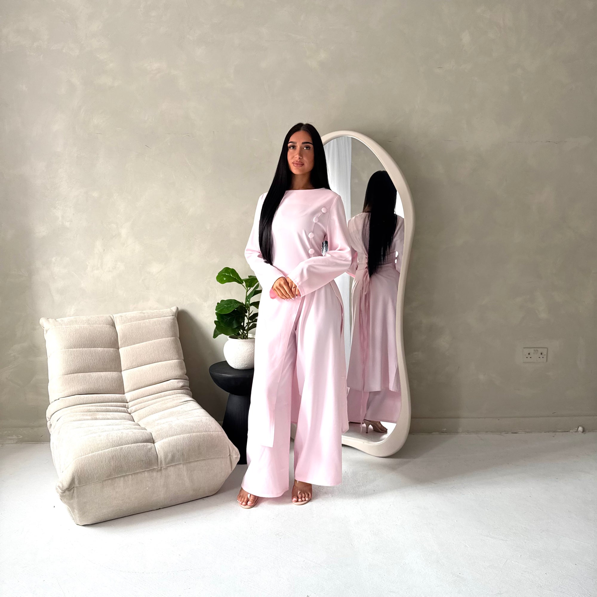 Ida Pink Button Detail Trouser Co Ord Set