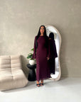 Hana Plum Floral Lace Detail Modest Dress