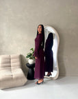 Hana Plum Floral Lace Detail Modest Dress