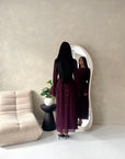 Hana Plum Floral Lace Detail Modest Dress