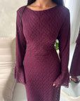 Hana Plum Floral Lace Detail Modest Dress