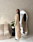 Marli Beige Tassel Edge Plain Cape Modest Dress
