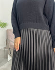 Hima Black Pleated Skirt And Knitted Jumper Dress