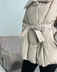 Gina Beige Belted Puffer Jacket