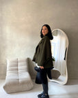 Melia Khaki Collar Batwing Pocket Jacket