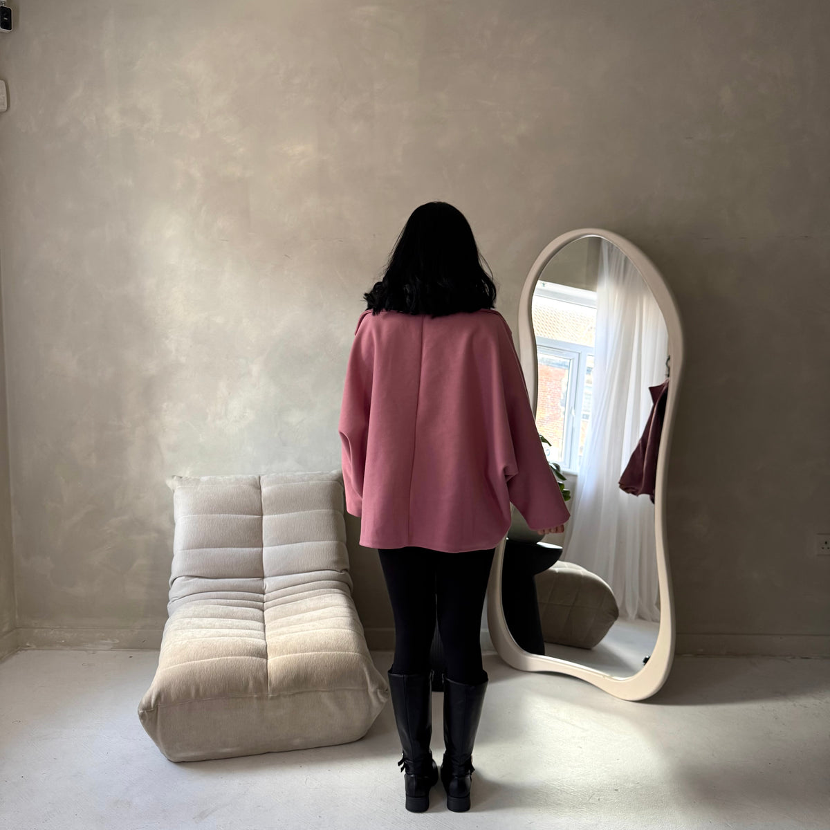 Melia Pink Collar Batwing Pocket Jacket