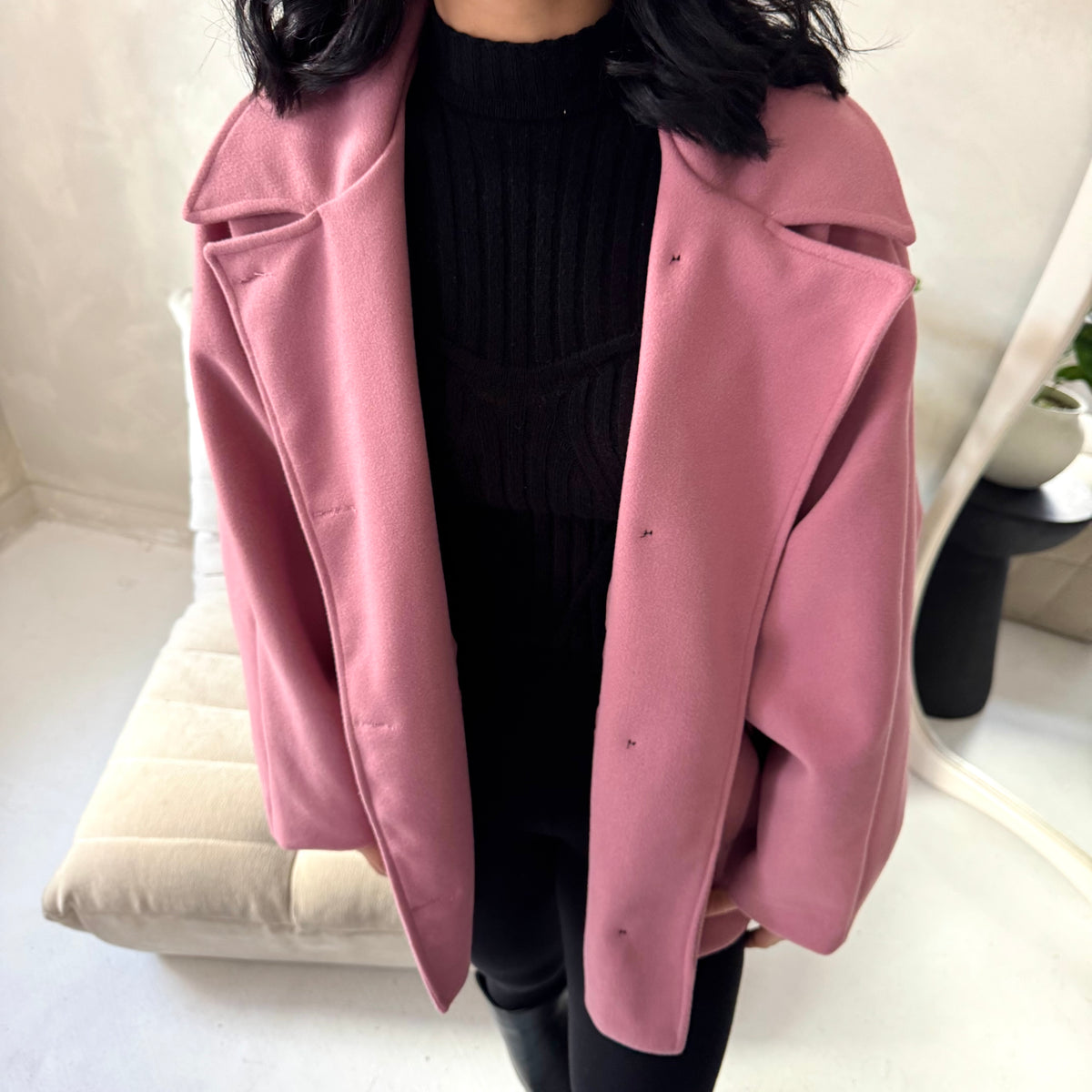 Melia Pink Collar Batwing Pocket Jacket