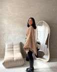 Amara Camel Belted Thick Open Cardigan-House Of Haniya