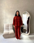 Elika Rust Soft Batwing Top Elasticated Cuff Trouser Co Ord Set