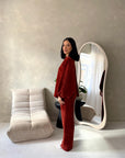 Elika Rust Soft Batwing Top Elasticated Cuff Trouser Co Ord Set