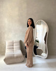 Elika Camel Soft Batwing Top Elasticated Cuff Trouser Co Ord Set