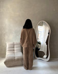 Elika Camel Soft Batwing Top Elasticated Cuff Trouser Co Ord Set