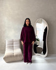 Elika Plum Soft Batwing Top Elasticated Cuff Trouser Co Ord Set