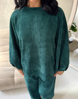 Elika Emerald Green Soft Batwing Top Elasticated Cuff Trouser Co Ord Set