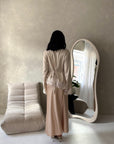 Ava Beige Plain Elasticated Satin Skirt