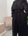 Blair Black Thick Belted Trench Jacket