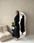 Ines Black Soft Waist Ruched Lined Modest Dress