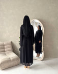 Ines Black Soft Waist Ruched Lined Modest Dress