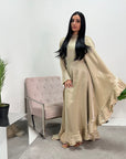 Nazah Beige Side Drape Modest Dress