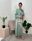 Guli Mint Satin Drape Detail Long Dress