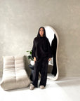 Elika Black Soft Batwing Top Elasticated Cuff Trouser Co Ord Set
