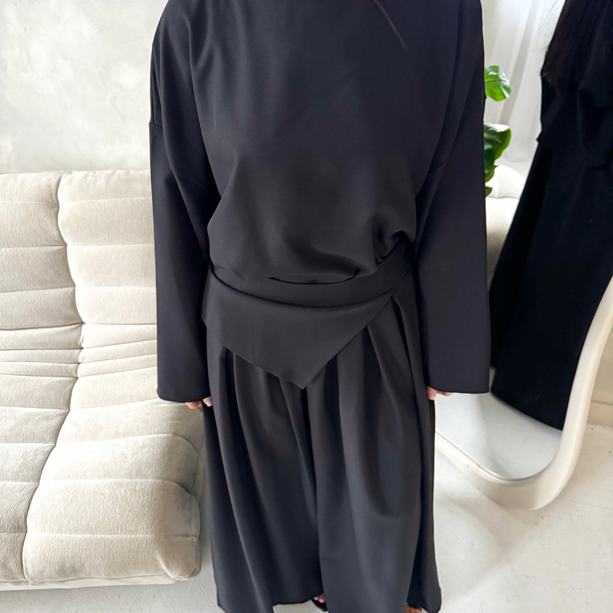 Madiha Black Baggy Fit Wide Leg Trouser Co Ord Set