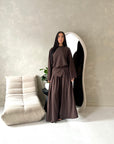Madiha Brown Baggy Fit Wide Leg Trouser Co Ord Set