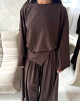 Madiha Brown Baggy Fit Wide Leg Trouser Co Ord Set