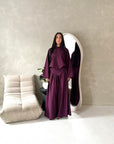 Madiha Plum Baggy Fit Wide Leg Trouser Co Ord Set