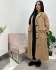 Elene Camel Button Lightweight Teddy Coat