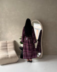 Baya Plum Tartan Print Cinch Waist Shirt Dress