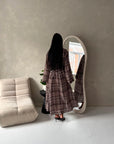 Baya Mocha Tartan Print Cinch Waist Shirt Dress