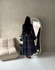 Baya Navy Tartan Print Cinch Waist Shirt Dress