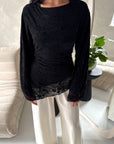 Aura Black Lace Detail Lined Tie Back Top