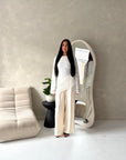 Aura White Lace Detail Lined Tie Back Top