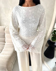 Aura White Lace Detail Lined Tie Back Top