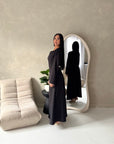 Noor Black Plain A Line Tie Back Smock Dress