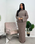 Ivy Mocha Knitted Skirt Two Piece Set