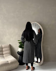 Danya Dark Grey High Neck Belted Double Breasted Coat