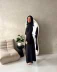 Fina Black Tassel Sleeve High Nick Plain Tie Back Modest Dress